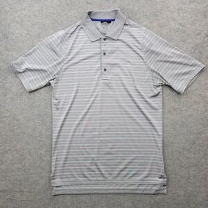 Zero Restriction Polo Shirt Mens Medium Gray Stripe Golf Performance Knit Top